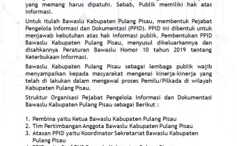 Profil Singkat PPID Bawaslu Kabupaten Pulang Pisau